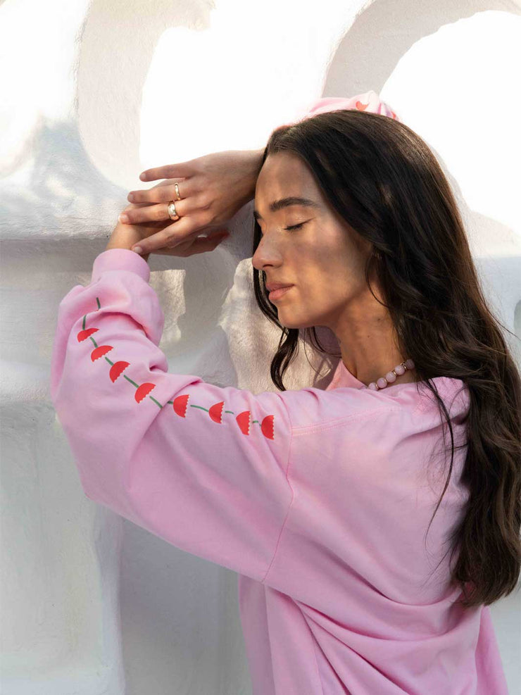 Hall Store Oversized Long Sleeve Floral Bloom Tee Pink Meadow Store