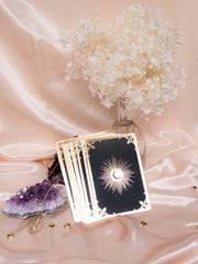 Soul Whispers Card Deck in Black with Gold Sun Design Foiled Details
