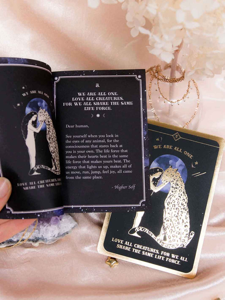 Soul Whispers Card Deck and Guidebook in Black with Gold Foiled Details