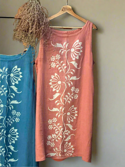 Folklove Coral Mini Shift Dress with Pockets