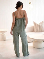 Eadie Lifestyle Fundamental Linen Wide Leg Pants Elastic Waist Pistachio Green Meadow Store