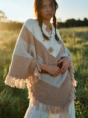 Golden Brown the Label Monterey Poncho Lace Up Neckline Knit
