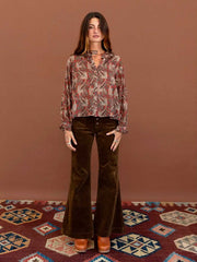 Golden Brown the Label Rolling Stone Blouse Red Paisley