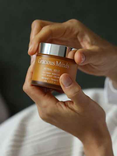 Gracious Minds Herbal Gold Rich Night Cream Glass Jar Metal Lid Turmeric and Marigold Meadow Store