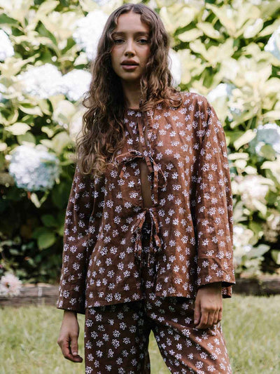 Hall Store Belle Tie Up Top Fleur Mocha Meadow Store