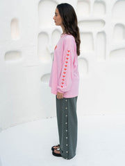 Hall Store Oversized Long Sleeve Floral Bloom Tee Pink Meadow Store