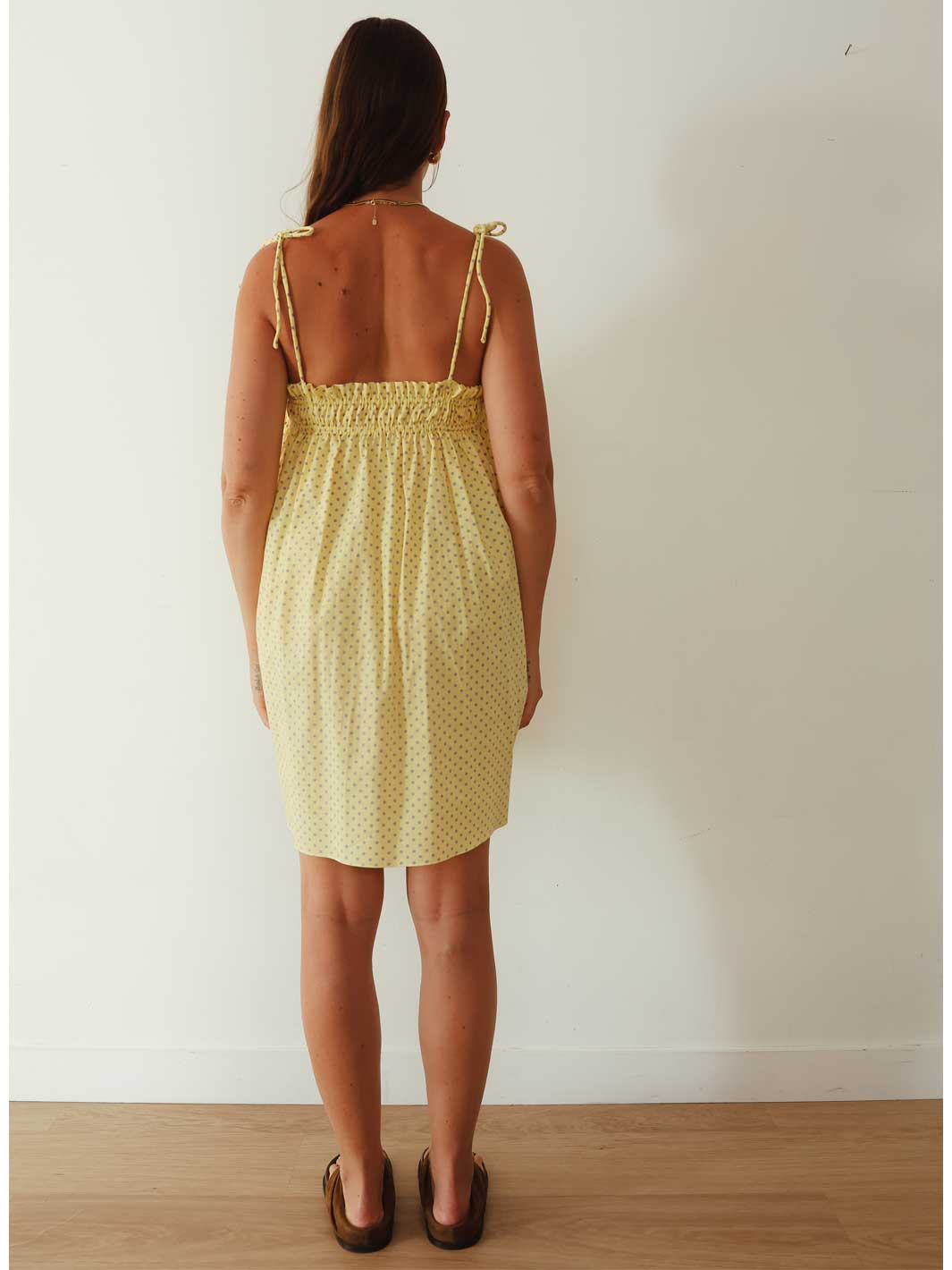 Dotty Mini Dress Yellow Lilac