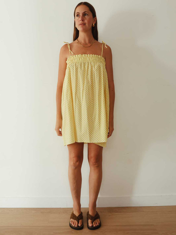 PRE-ORDER Dotty Mini Dress Yellow Lilac
