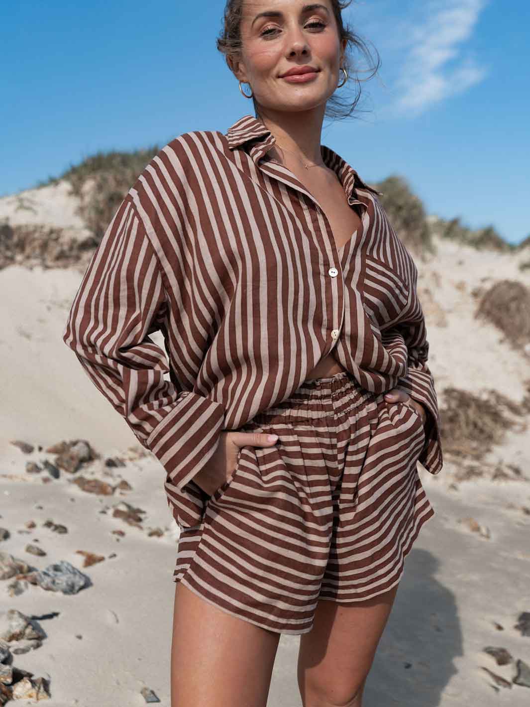 Holiday Etta Short Stripe Choc/Brown