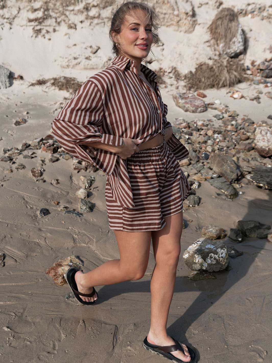 Holiday Etta Short Stripe Choc/Brown