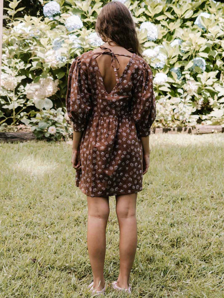 Hall Store Flora Dress Fleur Mocha Meadow Store