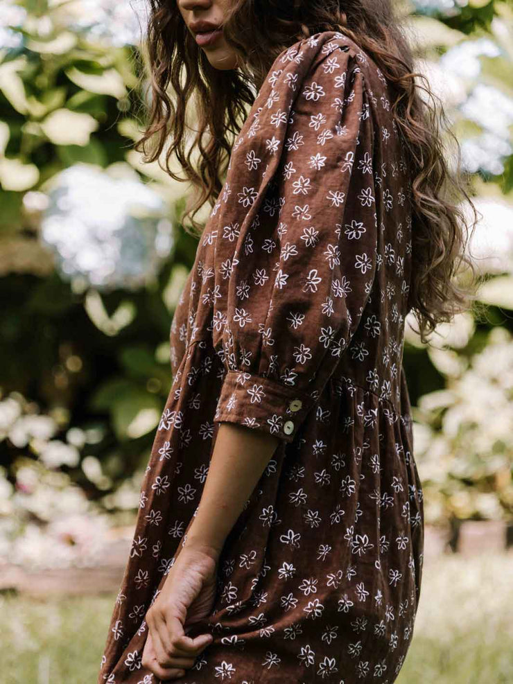 Hall Store Flora Dress Fleur Mocha Meadow Store