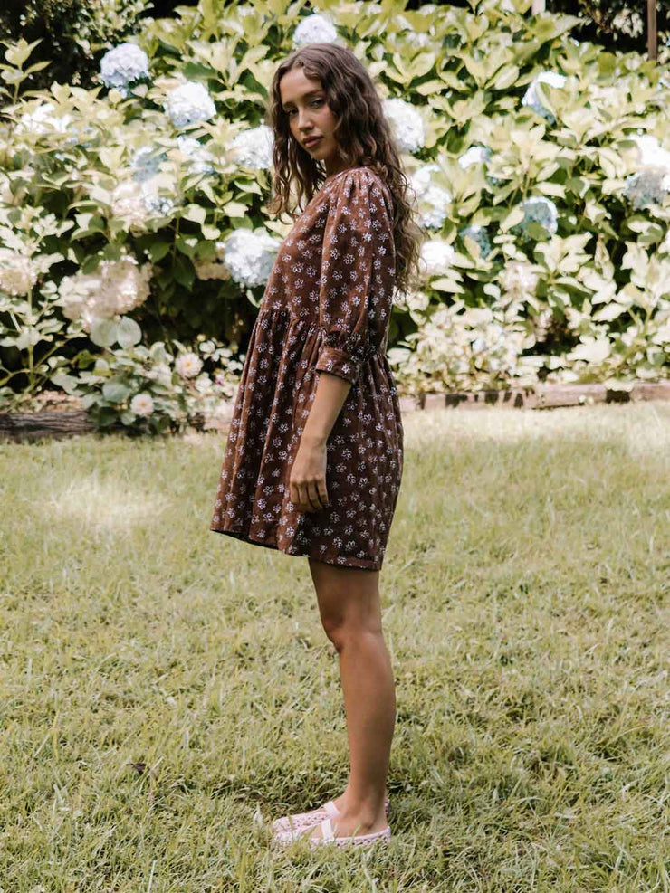 Hall Store Flora Dress Fleur Mocha Meadow Store
