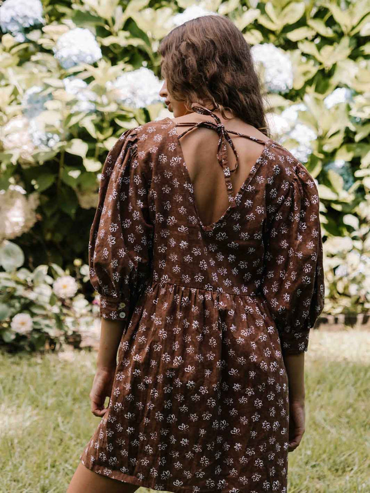 Hall Store Flora Dress Fleur Mocha Meadow Store