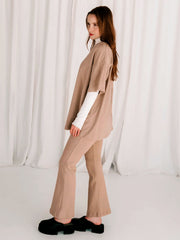 Hall Store Stretchy Ribbed Flare Pant Nougat Beige Tan Meadow Store