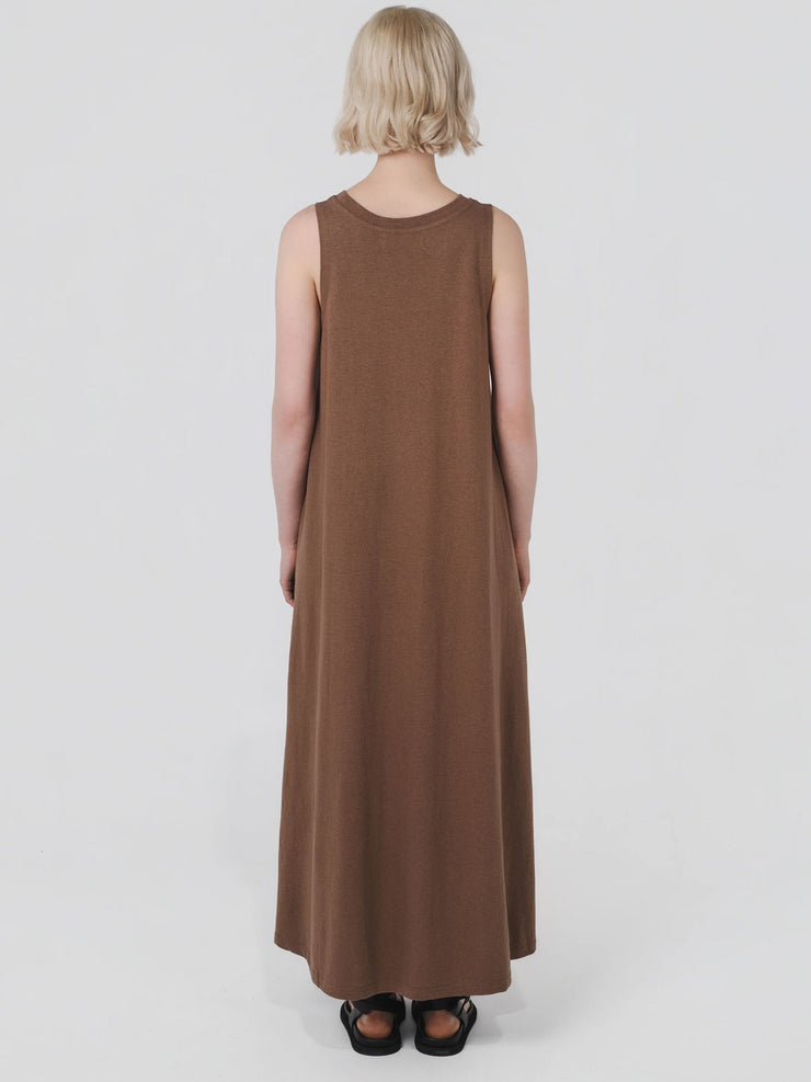 Hemp Clothing Australia A Line Tank Maxi Dress Toasted Coconut Brown Meadow Store