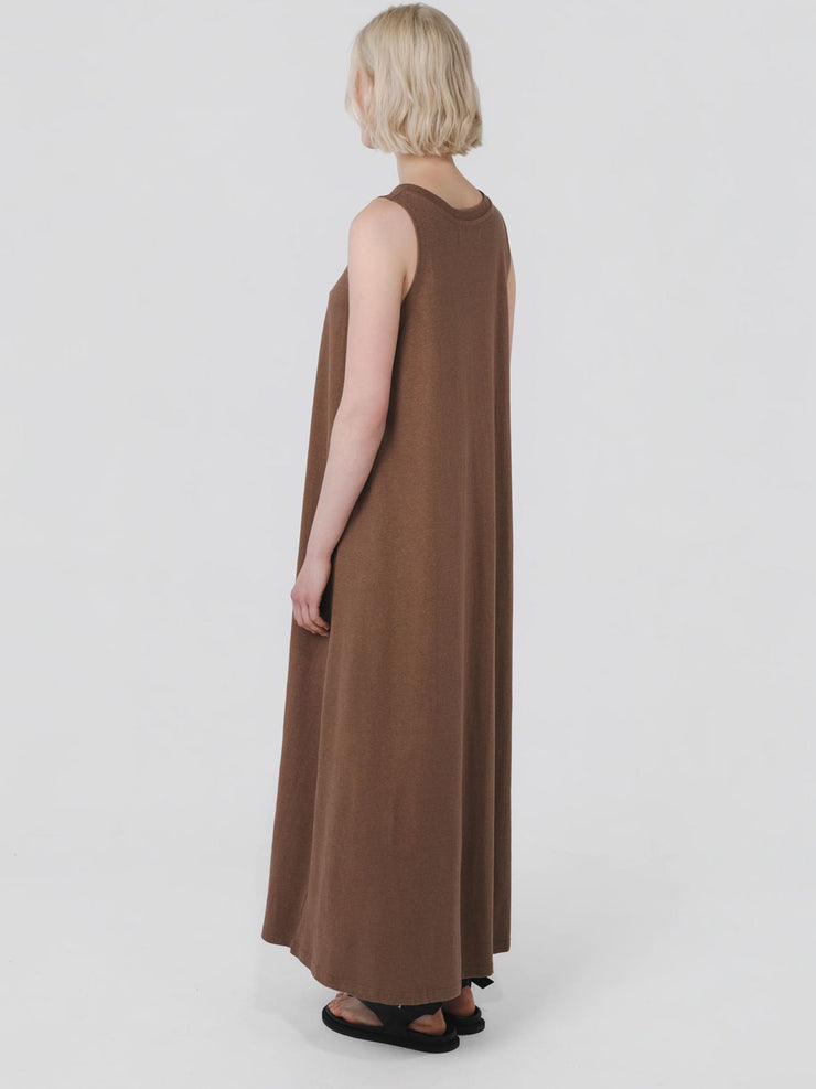 Hemp Clothing Australia A Line Tank Maxi Dress Toasted Coconut Brown Meadow Store