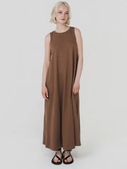 Hemp Clothing Australia A Line Tank Maxi Dress Toasted Coconut Brown Meadow Store