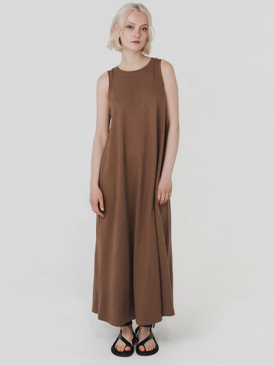 Hemp Clothing Australia A Line Tank Maxi Dress Toasted Coconut Brown Meadow Store