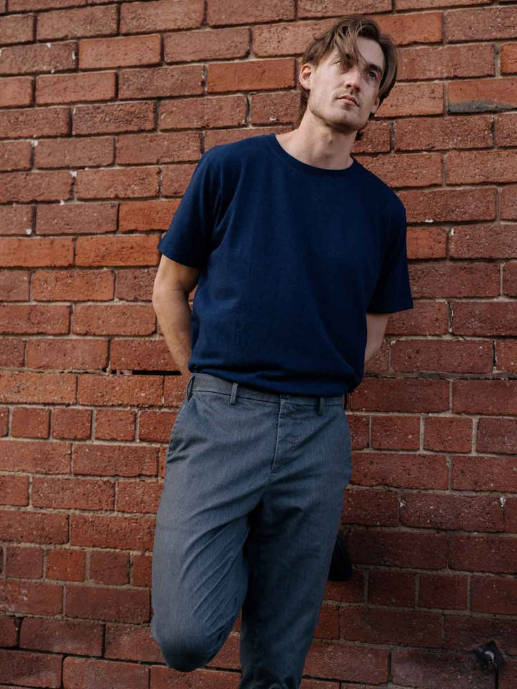 Hemp Clothing Australia Mens Classic Tee Navy Blue Meadow Store