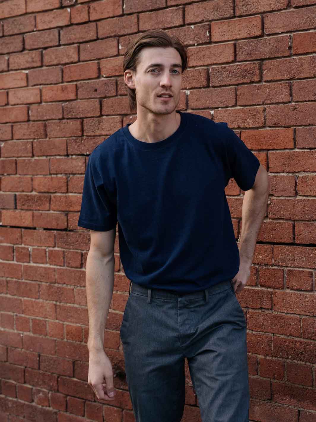 Hemp Clothing Australia Mens Classic Tee Navy Blue Meadow Store