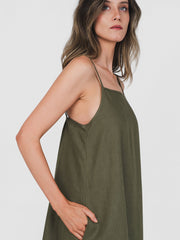 Hemp Cami Dress Olive Green