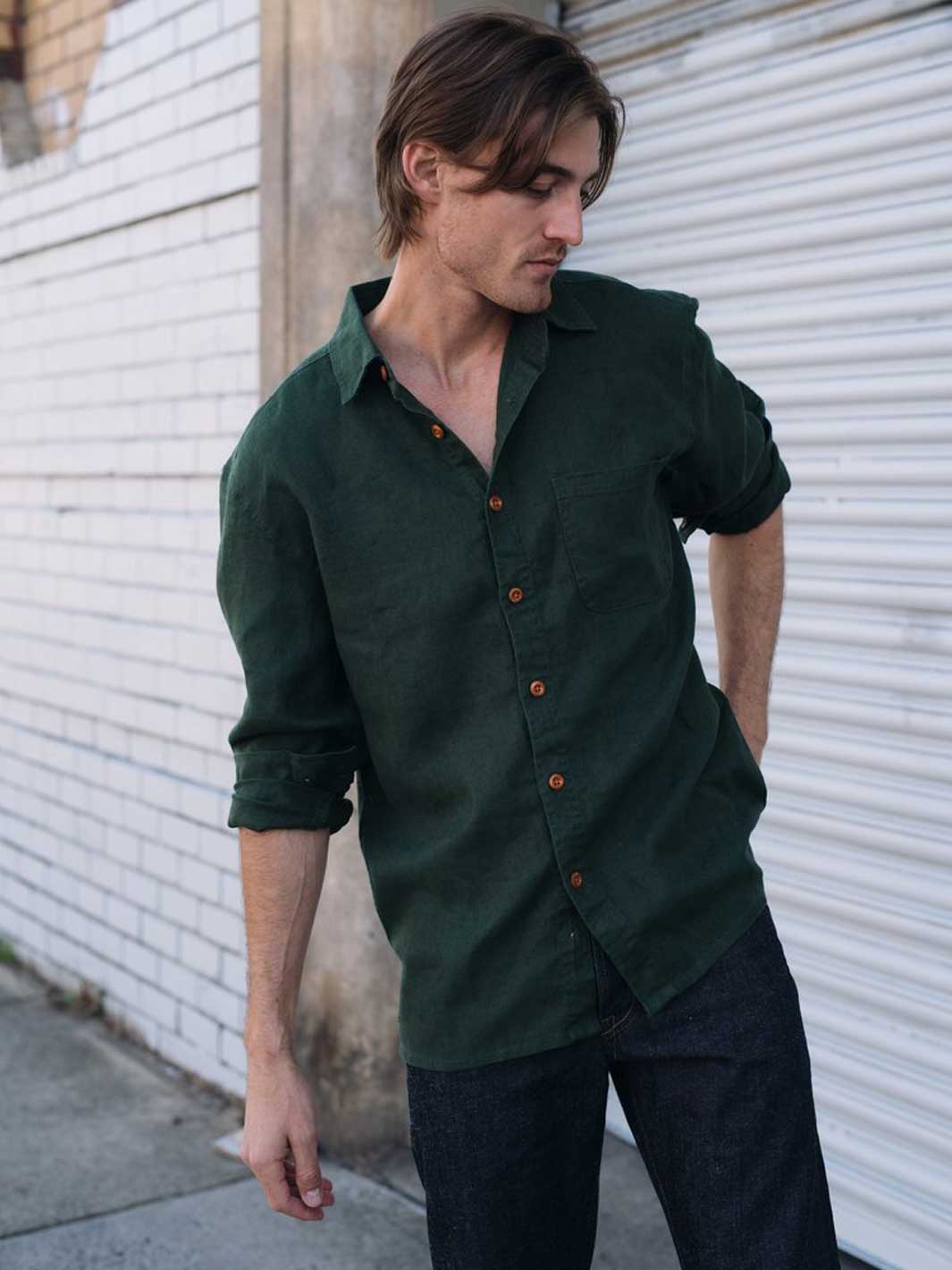 Hemp Clothing Australia Heritage Shirt Army Green