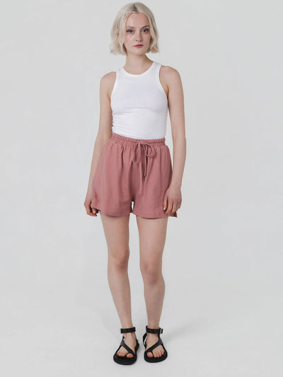 Hemp Clothing Australia Jersey Shorts Peach Beige Pink Elasticated Waist Stretchy Pockets Meadow Store