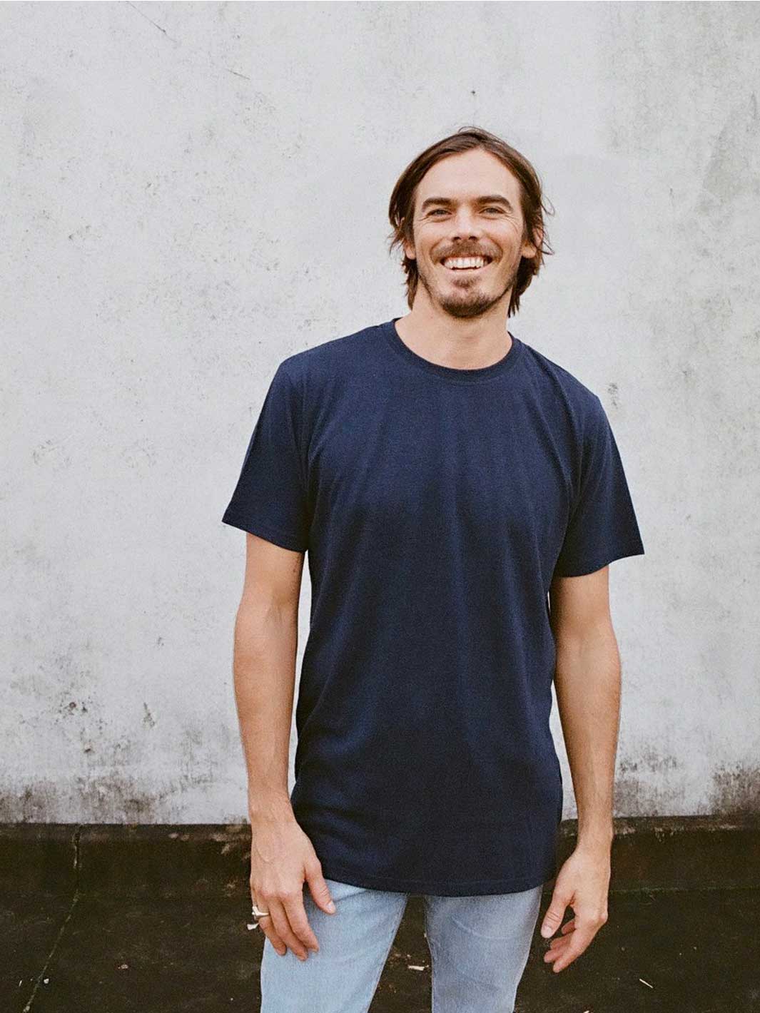 Hemp Clothing Australia Mens Classic Tee Navy Blue Meadow Store