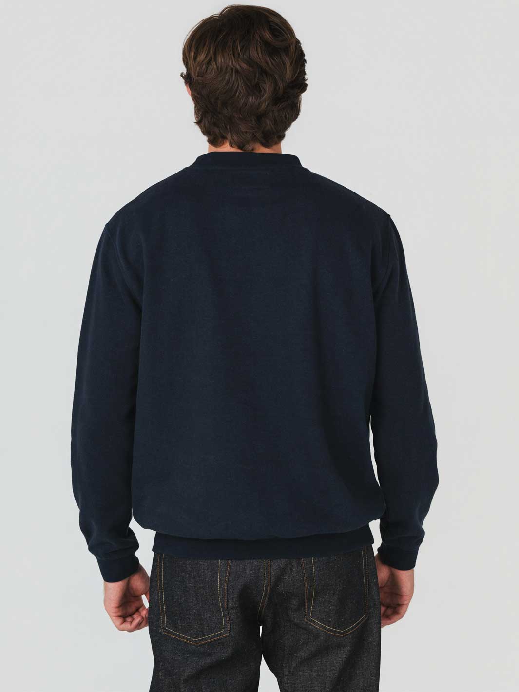 Hemp Clothing Australia Mens Classic Crew Neck Fleece Sweater Navy Blue Meadow Store 
