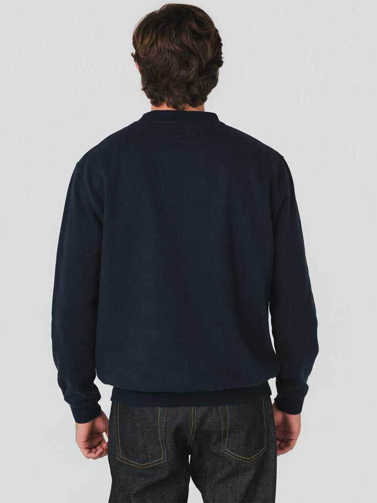 Hemp Clothing Australia Mens Classic Crew Neck Fleece Sweater Navy Blue Meadow Store 