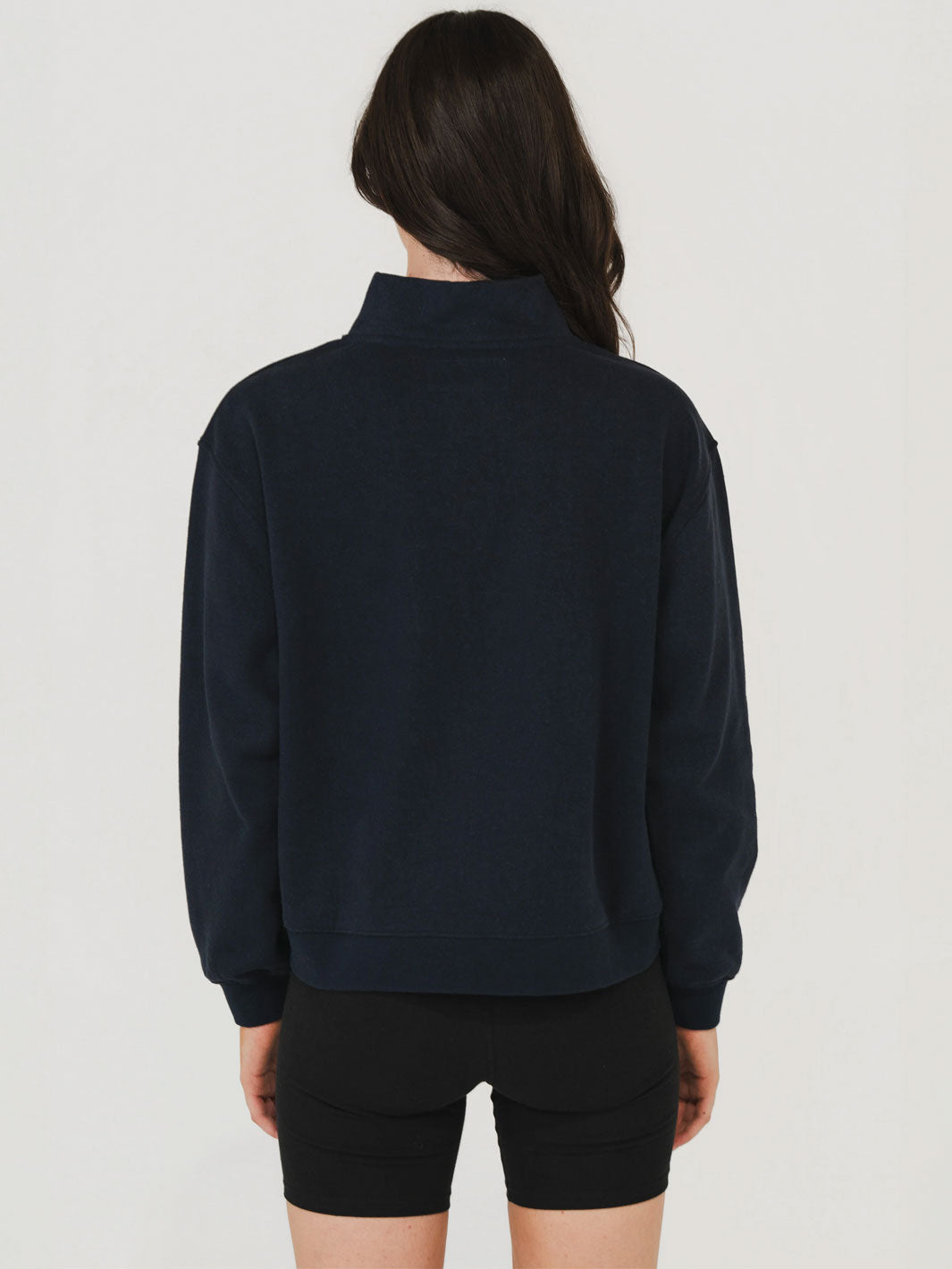 Hemp Clothing Australia Womens Navy Blue 1/4 Zip Fleece Sweatshirt Meadow Store