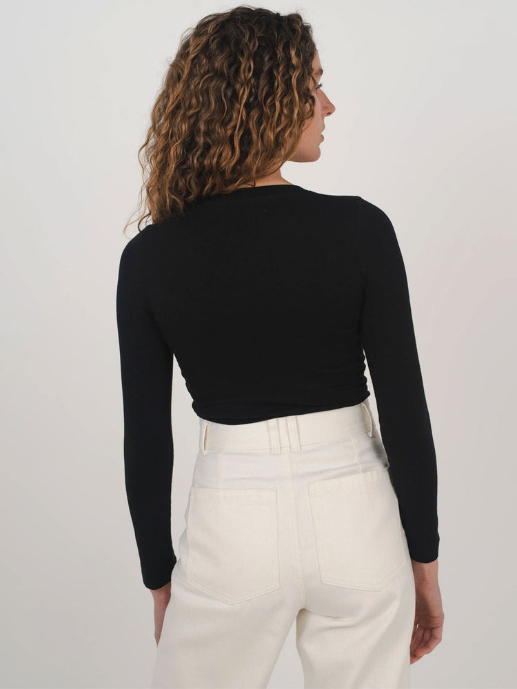 Hemp Clothing Australia Stretch Long Sleeve Top Black Meadow Store Back