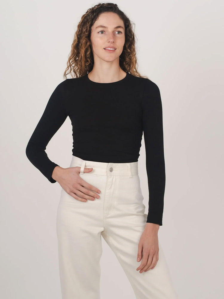 Hemp Clothing Australia Stretch Long Sleeve Top Black Meadow Store