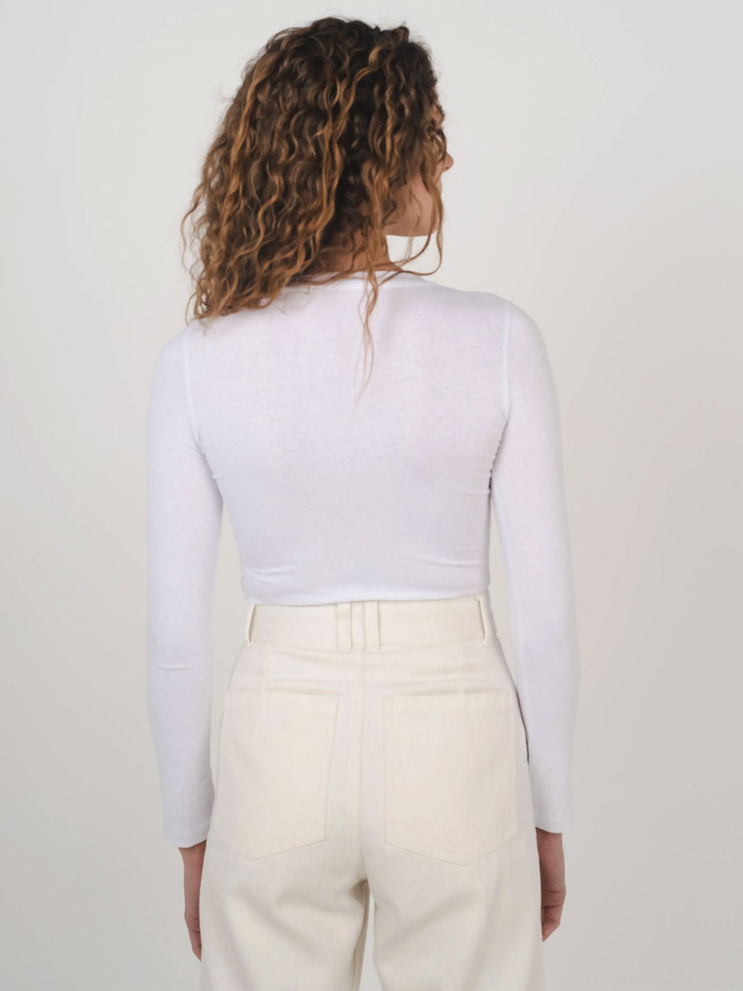 Hemp Clothing Australia Stretchy White Long Sleeve Top Meadow Store Back
