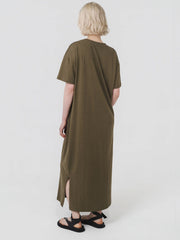 Hemp Clothing Australia T-Shirt Maxi Dress Olive Green Meadow Store