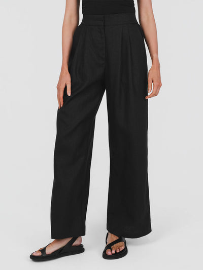 Hemp Clothing Australia Hemp Tailored Pleated Front Pant Black