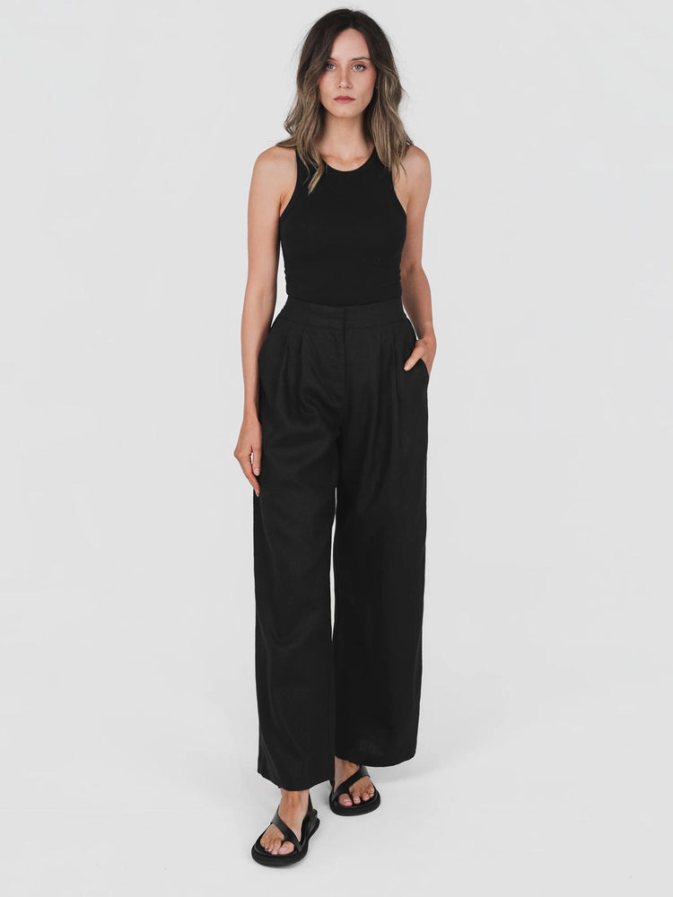 Hemp Clothing Australia Hemp Tailored Pleated Front Pant Black