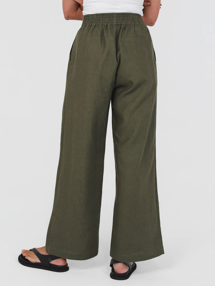 Hemp Clothing Australia Tailored Pant Olive Green Meadow Store Back