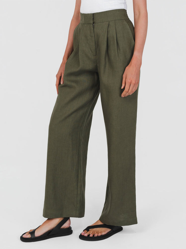 Hemp Clothing Australia Tailored Pant Olive Green Meadow Store Side