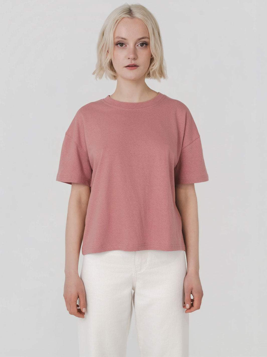 Womens Boxy Tee Peach Beige Pink
