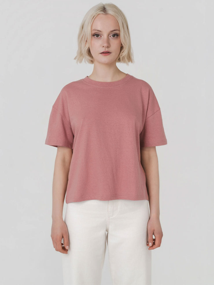Womens Boxy Tee Peach Beige Pink