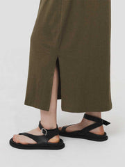 Hemp Clothing Australia T-Shirt Maxi Dress Olive Green Meadow Store