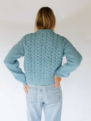 Hobo and Hatch Charlie NZ Wool Cabled Sweater Meadow Store Sky Blue