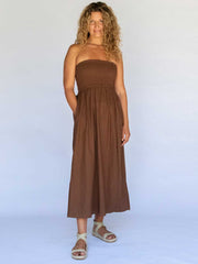 Hobo and Hatch Mikoha Convertible Strap Midi Dress Cocoa Hemp Meadow Store