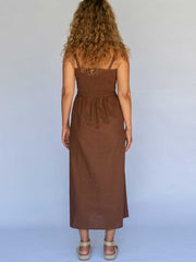Hobo and Hatch Mikoha Convertible Strap Midi Dress Cocoa Organic Cotton Meadow Store