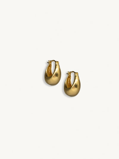 Hobo and Hatch Neptune Hoop Earrings Crescent Baguette Matte Gold Meadow Store
