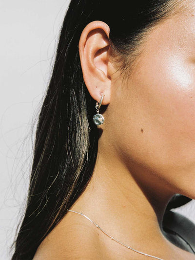 Hobo and Hatch Pearl Coin Hoops Recycled Sterling Silver Meadow Store