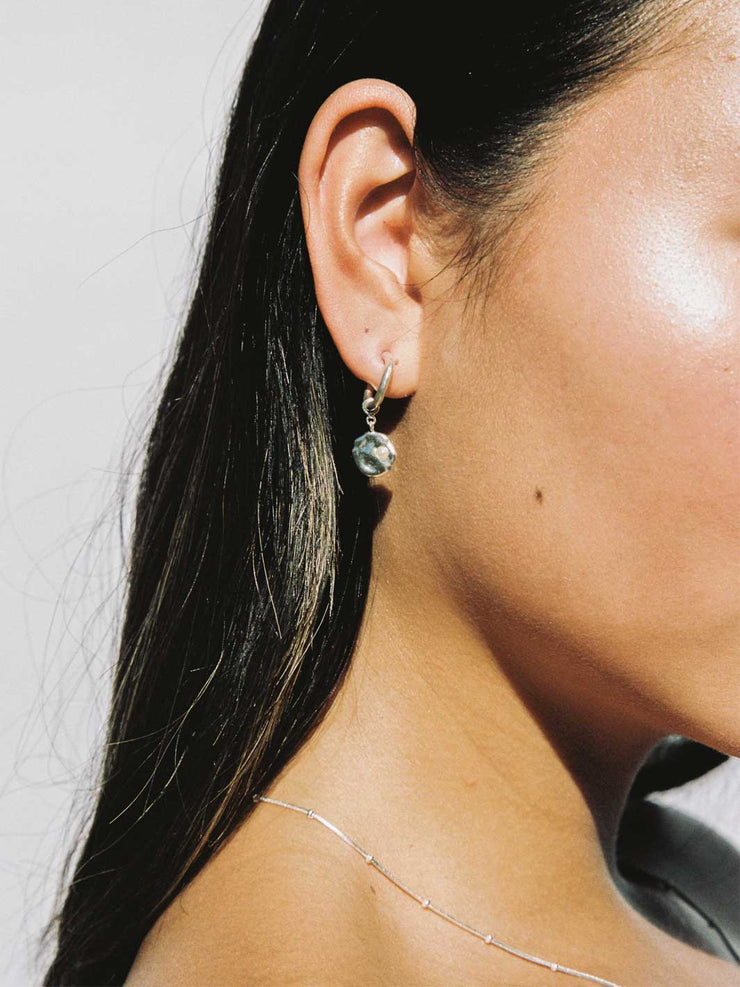 Hobo and Hatch Pearl Coin Hoops Recycled Sterling Silver Meadow Store