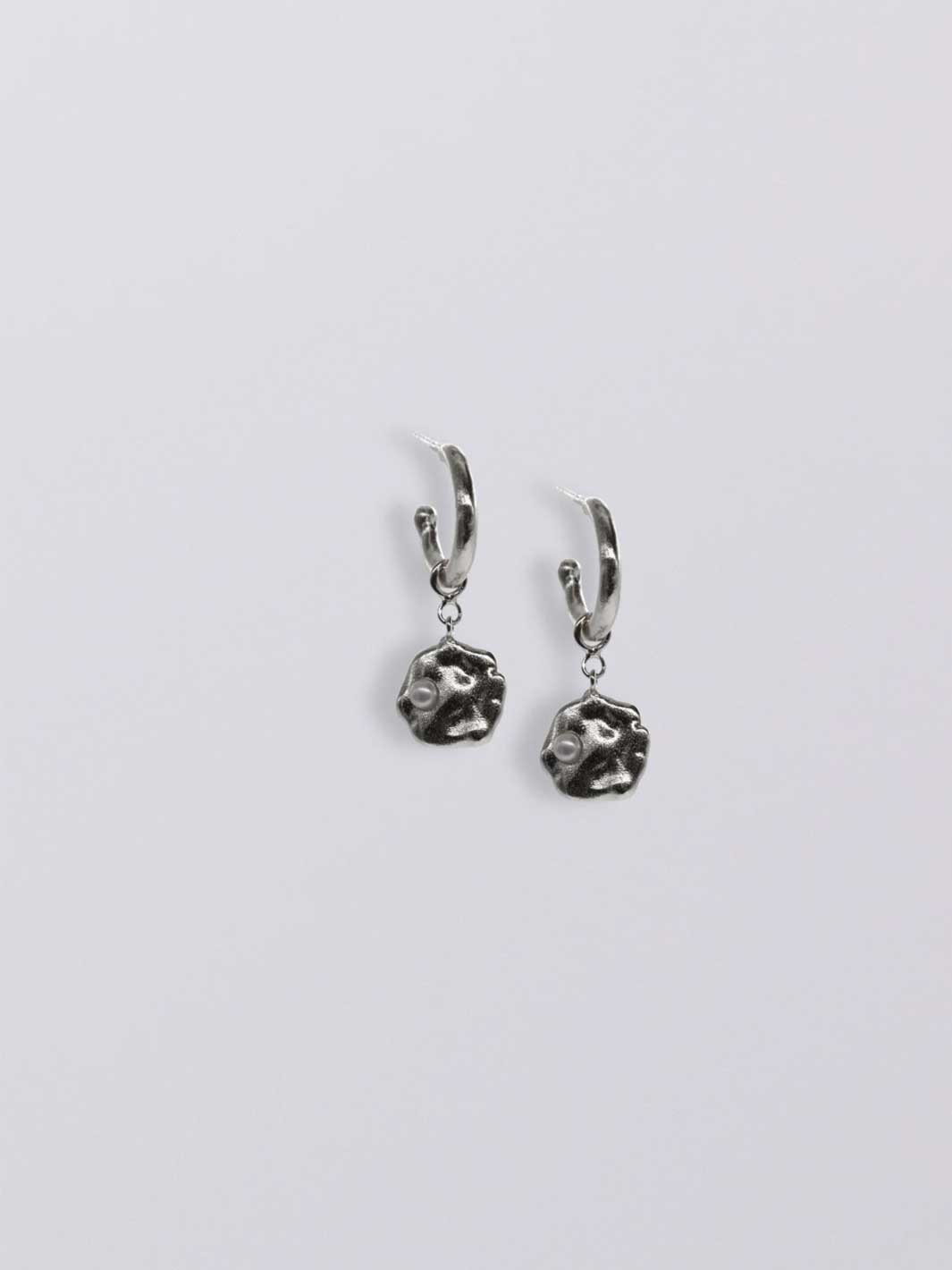 Hobo and Hatch Pearl Coin Hoops Recycled Sterling Silver Meadow Store